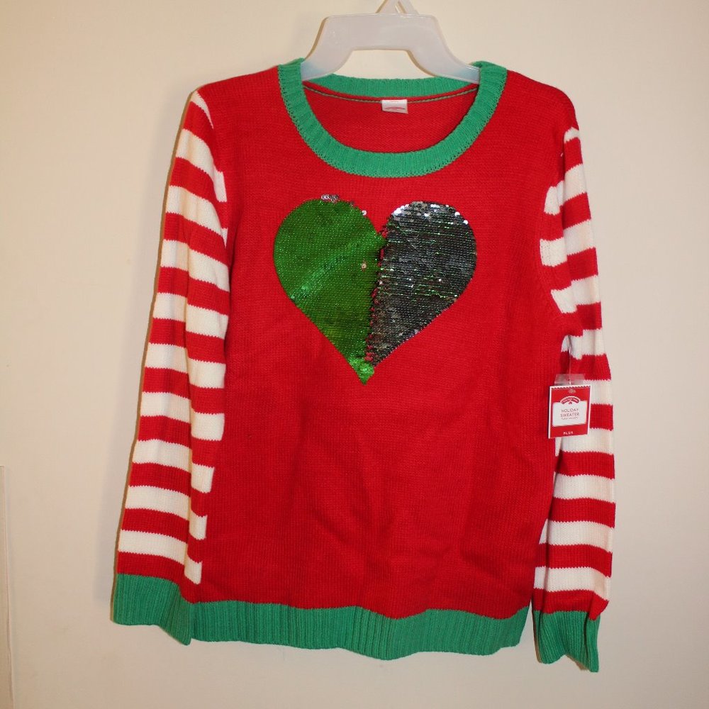 Girl's Plus Sizes Xmas Sweater Reversible Sequins